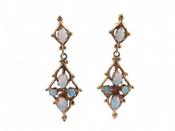 Vintage Ornate Opal Drop Earrings In 14kt Yellow Gold
