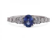 Sapphire and Diamond Half Eternity Ring in 18kt White Gold