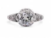 1950s Cushion Shape Old Mine Cut Diamond Solitaire Ring in Platinum