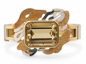 Vintage Statement 40.0ct Citrine Set Bangle in Yellow And White 18kt Gold image