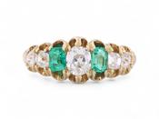Belle Epoque Emerald And Diamond Seven Stone Ring In 18kt Yellow Gold image