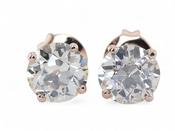 Old European Cut Diamond Four Claw Stud Earrings In 18kt Rose Gold image