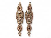 Antique Iberian Hessonite Garnet Set Catalan Earrings In Yellow Gold image