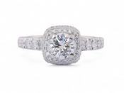 Modern Cushion Shape Halo Diamond Ring In 18kt White Gold image