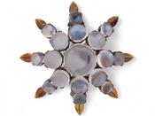Antique Moonstone Set Starburst Brooch In 14kt yellow Gold image