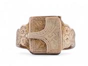 Antique Memorial Locket Ring In 9kt Yellow Gold image