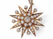 Edwardian Old Mine Cut Diamond And Pearl Starburst Pendant In 15kt Yellow Gold image