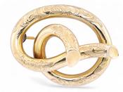 Antique Knotted Stem Brooch in Foliate Engraved 18kt Yellow Gold image