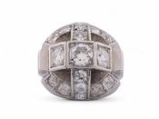 Retro Old Cut Diamond Set Bombe Ring In Platinum image