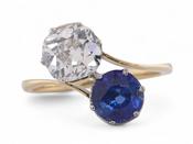 Sapphire and Diamond Toi et Moi Ring image