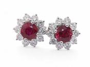 Ruby and Diamond Cluster Earrings image
