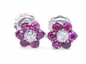 Pink Sapphire and Diamond Cluster Earrings image