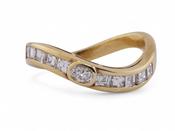 Modern Asymmetrical Channel Set Diamond Band In 18kt Yellow Gold image