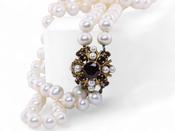 Double Row Pearl Necklace with Garnet and Pearl Clasp image