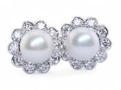 Pearl and Diamond Earrings image