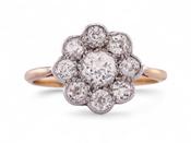 Edwardian Style Old Mine Diamond Daisy Cluster Ring In 18kt Gold And Platinum image