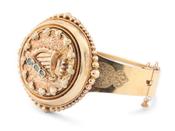 Victorian Emerald Set Irish Harp Bangle in 15kt Yellow Gold image