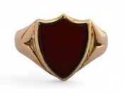 Victorian Shield Shape Carnelian Signet Ring in 15kt Yellow Gold image