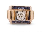 Retro tank ring crafted in 18kt yellow gold and platinum image