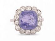 Vintage Purple Sapphire And Diamond Cluster Ring In Platinum image