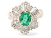Vintage Ballerina Emerald And Diamond Cocktail Ring In Yellow Gold image