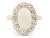 Antique Opal and Diamond Cluster Ring in 18kt Gold image