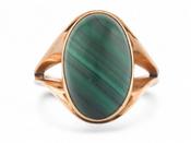 1970s Oval Malachite Dress Ring In 9kt Yellow Gold image