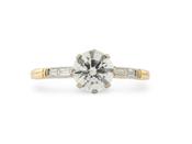 18ct Gold and Platinum Diamond Solitaire Ring with Baguette Shoulders image