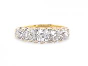 Victorian 18ct Gold Old Mine Cut Diamond Five Stone Ring 2.5ct image
