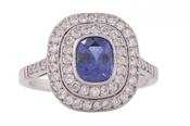 Art Deco sapphire &amp; diamond tiered platinum ring image
