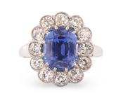 18ct White Gold Sapphire and Diamond Cluster Ring 2.8ct image