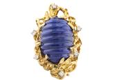 18ct Gold Lapis Lazuli and Diamond Cocktail Ring image
