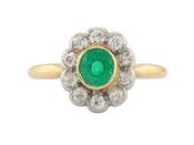 18ct Gold Emerald and Diamond Daisy Cluster Ring image