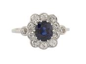 White Gold Sapphire and Diamond Daisy Cluster Ring image