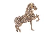 American Art deco Gold Equestrian seed pearl and ruby brooch image