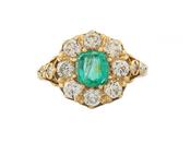 18ct Gold Emerald and Diamond Cluster Ring image
