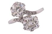 EDWARDIAN TWO-STONE DIAMOND TOI ET MOI RING, CIRCA 1910. image