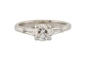 Platinum Diamond Solitaire Ring with Baguette Shoulders image