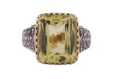 GEORGIAN REVIVAL CITRINE &amp; ROSE CUT DIAMOND COCKTAIL RING, CIRCA 1960 image
