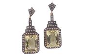 ART DECO STYLE CITRINE AND ROSE CUT DIAMOMD EARRINGS, CIRCA 1960 image