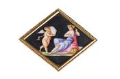 18ct Gold Cupid and Venus Enamel Brooch image