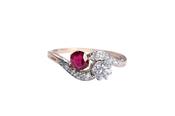 14ct Gold Ruby and Diamond Toi et Moi Ring image