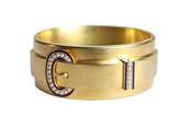 18ct Gold Pearl and Enamel Buckle Bangle image