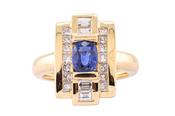 18K YELLOW GOLD SAPPHIRE AND DIAMOND RING image