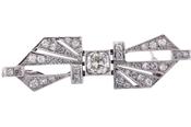 Platinum Art Deco Diamond Bow Brooch image
