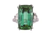 18ct White Gold Lagoon Tourmaline and Diamond Ring image