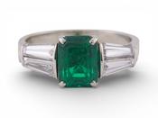 Vintage Emerald and Diamond Ring in 18kt White Gold image