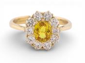 18ct Gold Yellow Sapphire and Diamond Cluster Ring image