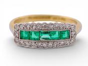Art Deco 18ct Gold Emerald and Diamond Ring image