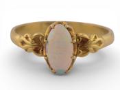 Edwardian 18ct Gold Opal Ring with Foliate Shoulders image